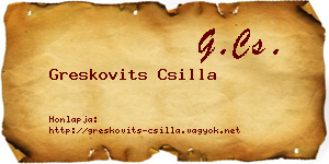 Greskovits Csilla névjegykártya